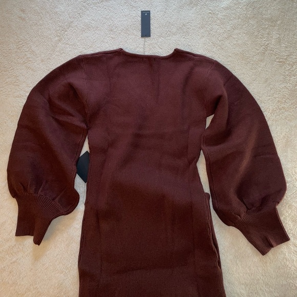 Lulus Autumn Darling Chocolate Brown Balloon Sleeve Midi Knit Sweater Dress - Picture 4 of 10